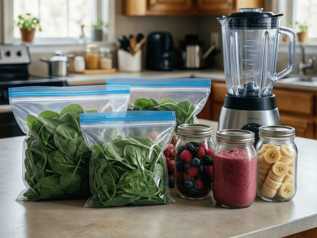 “Freezer smoothie packs for quick smoothie breakfast ideas meal prep”