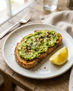 Avocado toast on gluten free bread slice, toasted and sturdy